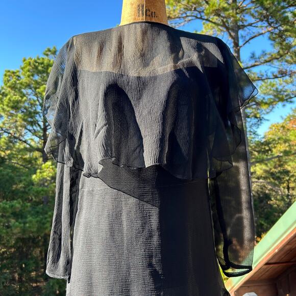 Vintage 20s/30s Silk Chiffon Tiered Flowy Ruffled Minimalist Flapper Dress XXS - Picture 4 of 9